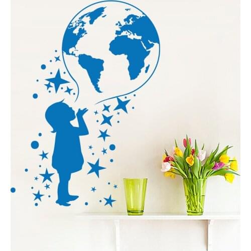 Wall Decals World Map Wall Stickers For Kids Rooms Posters Removable Vinyl Wall Art Stickers Muraux Vinilos Infantiles S-915