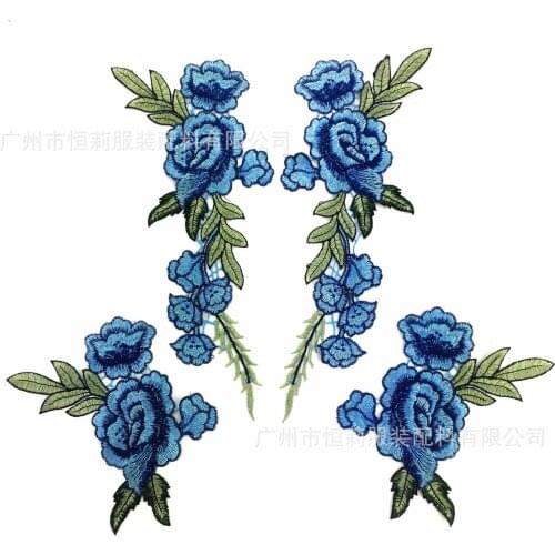 New Arrival Red Rose Embroidered Sewing on Patch Flower Patch Stickers for Clothes Badge Sewing Fabric Applique Supplies