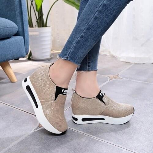 Akexiya New Sneakers Women Shoes Woman Flat Platform Shoes Female Flats Shine Bling Causal Loafers Plus Size Slip on Ladies