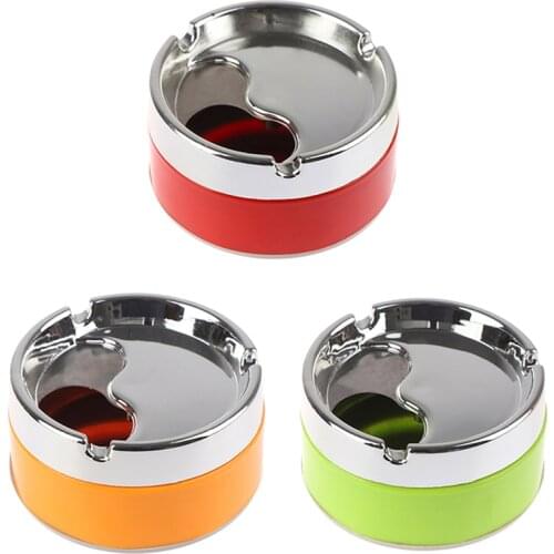 1pc Stainless Steel with Plastic Detachable Rotatable Lid 360 Degree Free Rotation Corrosion Resistance Cigarette Ashtray