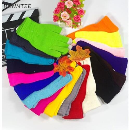 Gloves Mittens Women Knit Hot Sale Winter Warm High Quality Touch Screen Full Finger Womens Elastic Thicker Fashion Stretch Chic