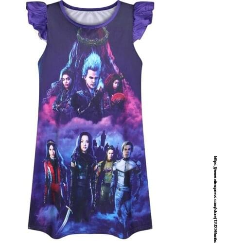 Disney Descendants New Girls Princess dress loose short Sleeve Nightgowns Girls Pajamas Child Sleepwear Nightdress Kid Clothing