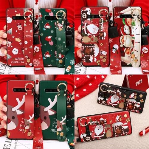 Christmas Case For Samsung Galaxy J4 J6 A6 Plus A5 A7 A8 A9 2018 J5 J7 2017 Note 20 Ultra 8 9 10 Lite Plus TPU Wrist Strap Coque