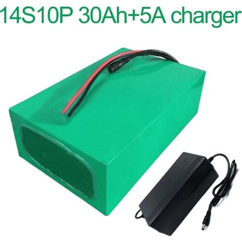 With 5A charger 52V 30Ah 14S10P 18650 Li-ion Battery electric two Three wheeled motorcycle bicycle 270*195*70mm
