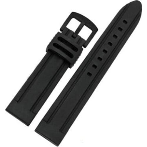 Silicone Waterproof watchband Black 20mm 22mm 24mm Swimming Rubber strap