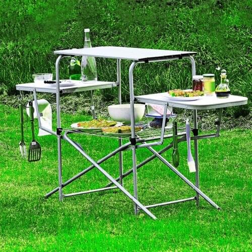 JOYLIVE Outdoor Folding BBQ Table Portable Aluminum Alloy Table Multifunctional Shelf With Hook Self-driving Tours Picnic
