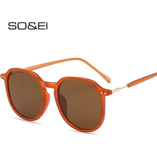 SO&EI Ins Popular Fashion Oversized Square Women Sunglasses Vintage Nail Decoration Jelly Color Sun Glasses Men Shades UV400