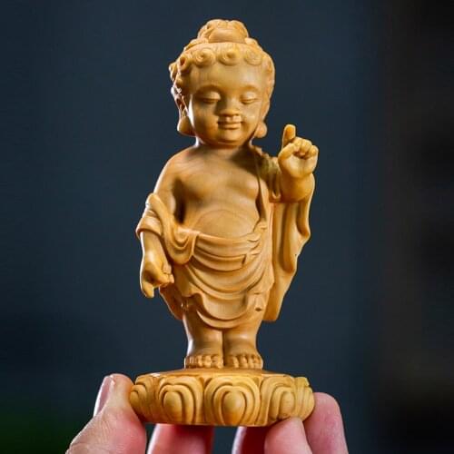 10/12CM Sakyamuni Buddha New Wood Statue Buddha Statue Boxwood Zodiac Home Decoration Fortune Prosperity Feng Shui Decoration