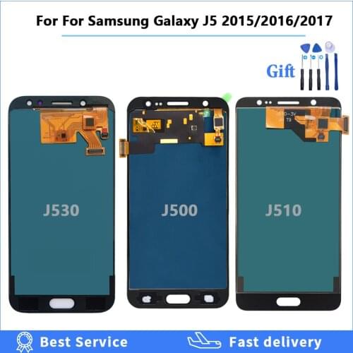 Brightness Adjustbale LCD For Samsung Galaxy J5 2016 2017 2015 J530 J510 J500 LCD Display Touch Screen Digitizer Assembly + Tool
