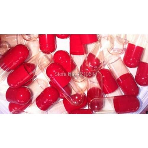 0# 10,000pcs! joined or seperated capsules size 0,red-clear colored empty capsules size 0,hard gelatin empty capsules