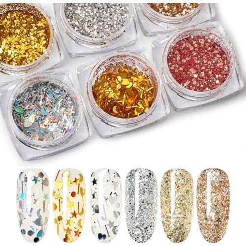 1PC Laser Mixed Nail Glitter Powder Sequins Shinning Colorful Nail Flakes 3d DIY Charm Dust For Nail Art Decorations