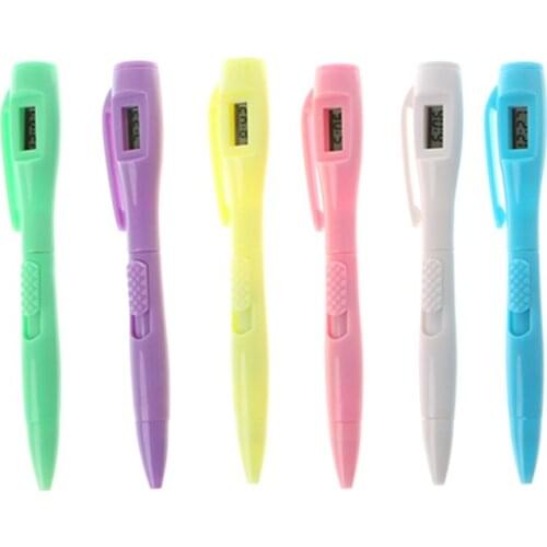 1PC Ballpoint Pen with Digital Clock Electronic Clock Pen Exam Pens Watch Pen School Office Supplies C26