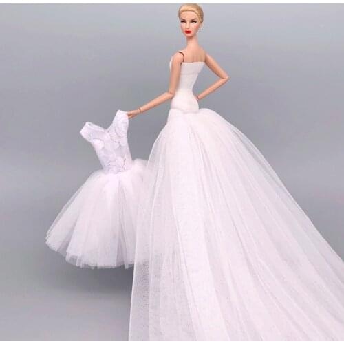 2pcs/lot White Wedding Dress for Barbie Doll Clothes Outfits Ballet Dancing Dresses Party Gown 1/6 BJD Dolls Accessories Kid Toy