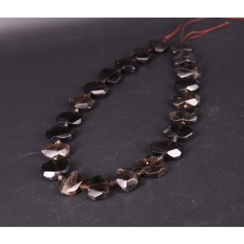 22pcs/strand Natural Smoky Quartzs Faceted Slab Nugget Loose Beads,Cut Brown Crystal Stone Gems Slice Pendants Jewelry Making