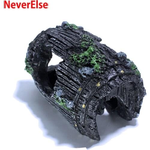 Fish Tank Aquarium Cave Resin Broken Barrel Wine Bucket Ornament Accessories Landscape Decoration Betta Fish Shrimp Hiding Place