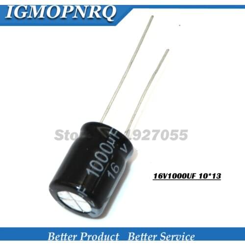 10PCS 16V1000UF 10*13mm 1000UF 16V 10cm*13cm Aluminum electrolytic capacitor 16V-1000UF NEW The high quality