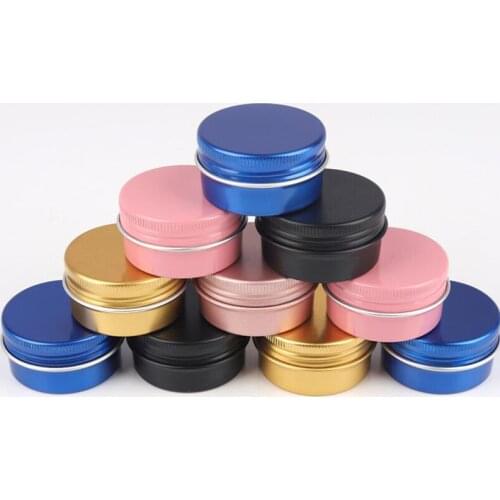 30g Blue Pink Cans Aluminum Tins Round Storage Jars Screw Lids Travel Cosmetic Refillable Containers Pot 100pcs/Lot