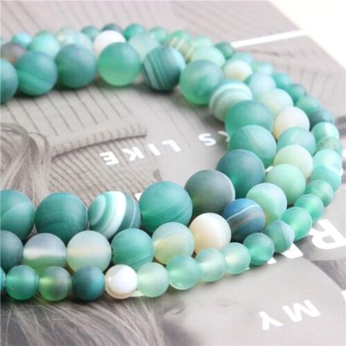 Linxiang Natural jewelry dull polish green banded agates loose beads 4/6/8/10 mm DIY Bracelet Necklace Accessories