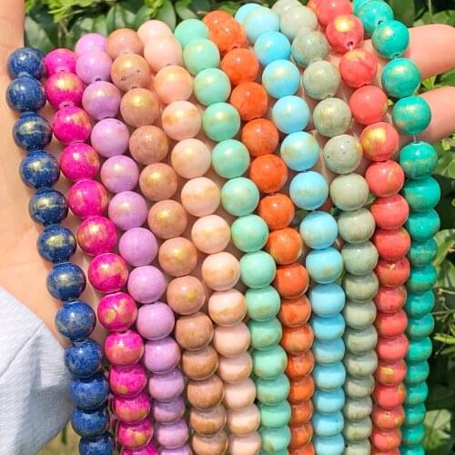 Natural Stone Beads Colorful Lapis Lazuli Jades Round Loose Spacer Beads For Jewelry Making Bracelet DIY Accessories 6/8/10/12mm