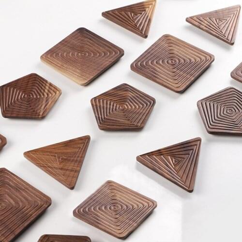 Japan Style Black Walnut Wooden Cup Mat Heat-resistant Tea/Coffee Coaster Non-Slip Tableware Pad Home/Kitchen Decoration