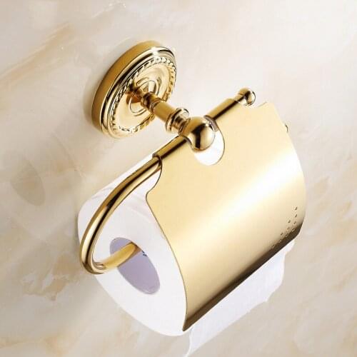 VidricPaper Holders Antique Brass Toilet Roll Tissue Holder Bath Rack Wall Mounted Bathroom Accessories Black WC Paper Holder HJ