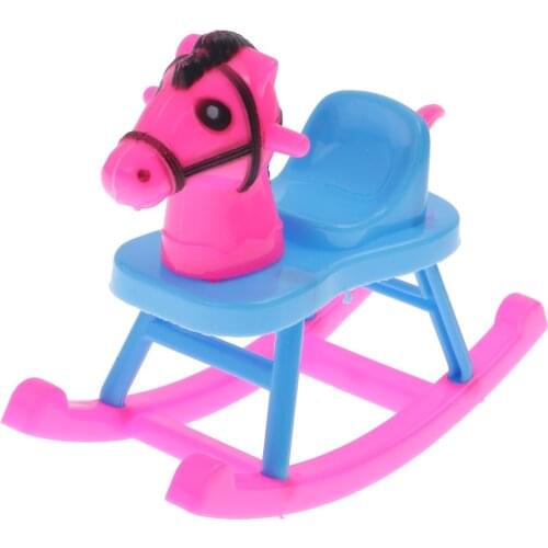 Kids Plastic Rocking Horse Cockhorse Dollhouse Accessories for Dolls Doll House Furniture Classic Toy Gift
