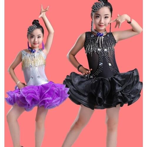 2020 Children girl Latin dance dress children practice clothes summer girl costume sleeveless large girls Latin dance skirt