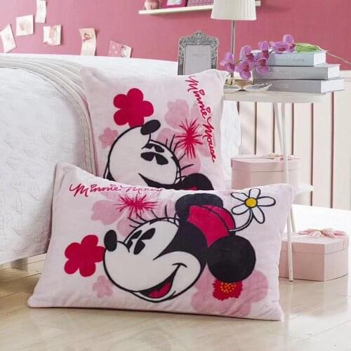 Disney Flannel Pillowcase 1Pcs Cartoon pink Mickey Minnie Home Textile Childrens Presents Pillowshams 48x74cm hot sale gift