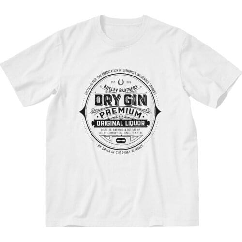 Shelby Brothers Dry Gin Tshirts Men Unique Tee Tops 100% Cotton T Shirt Short Sleeve Harajuku Peaky Blinders Crime Drama T-shirt