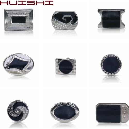 HUISHI Cufflinks Vintage Factory Direct Sales Wholesale French Shirt Cuff Cufflink Button Silvery Men Fashion Enamel Cuff links