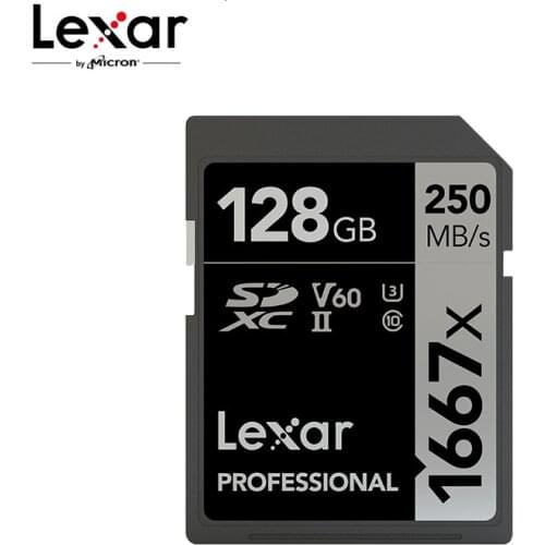 Lexar Memory Card 1667X V60 250MB/s Flash Card 64GB 128GB 256GB UHS-II U3 SD Card SDXC C10 For 3D 4K HD Video