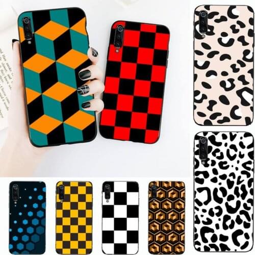 Checkered Black And White Leopard Print Phone Case For Redmi 7 8 9 A K20 30 Pro Note 8 9 Pro 9s 10