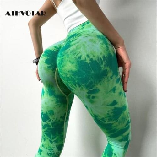 ATHVOTAR Leggings Workout High Waist Fitness Women Sports Push Up Leggings Running Gym Tie dye Training Seamless Sexy Legging