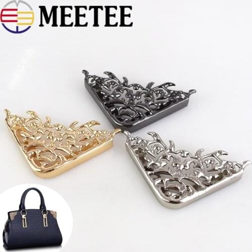 Meetee 4/10pcs 46*63mm Bag Corner Protector Metal Buckles Luggage Leather Bag Clothing DIY Handmade Decorative Accessories BD303