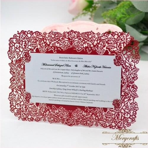 MR063 Fancy Design Wholesale Wedding Supplies Carved pattern laser cut invitation card