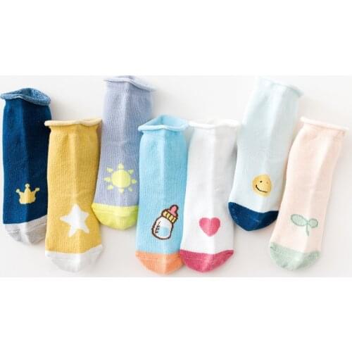 Newborn Baby Socks Curled Wide Mouth Socks Cartoon Boys Girls Socks Non-slip Socks Baby Clothing