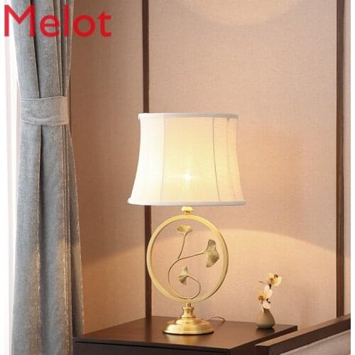 New Chinese Style Table Lamp Bedroom Bedside Lamp Hotel Room Decoration Antique Living Room Simple Copper Table Lamp