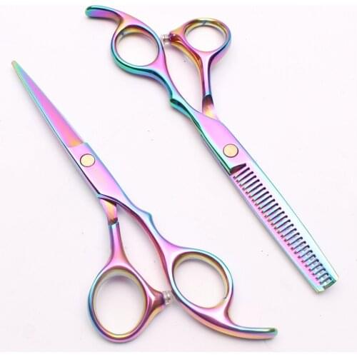 5.5" 16cm Engraving Logo Multi-Color Cutting Shears Thinning Scissors Hairdressing Scissors Professional Hair Scissors Kit C1005