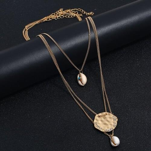 New Styles Bohemian Multi Layer Pendant Necklaces For Women Fashion Golden Geometric Charm Chains Necklace Jewelry Wholesale