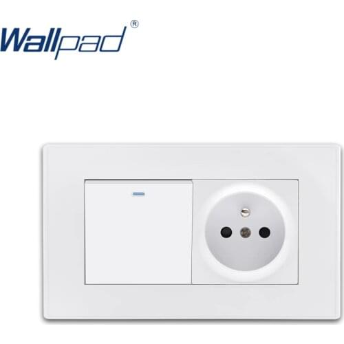 1 Gang 2 Way EU French Socket Wallpad Luxury White PC Panel Wall Light Switch Rocker Switch 16A AC110~250V