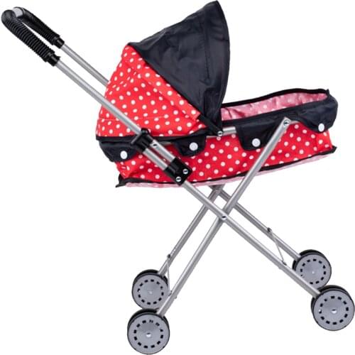 MagiDeal Mini Plastic Dotted Baby Doll Stroller Pram with Light for Toddler