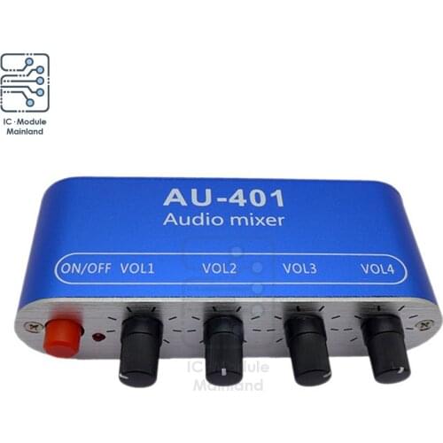 DC 5V 12V Audio Signal Mixing Board Four-channel Input Stereo Power Amplifier Module Output 3.5mm Headphone Jack With Shell
