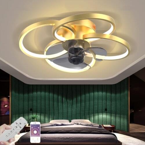 Ceiling Fan with Lighting LED Bedroom Chandelier Adjustable Brightness and Wind Speed Remote Control Bar Kindergarten Indoor 48W