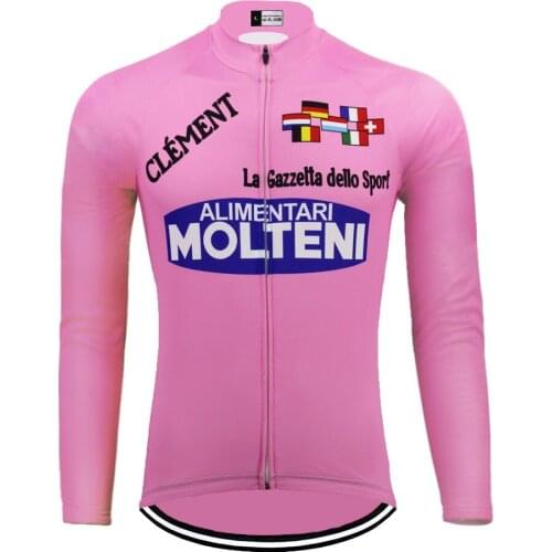 MOLTENI pink cycling Jersey long sleeve winter fleece & no fleece maillot ciclismo go pro men cycling clothing mtb 5 style