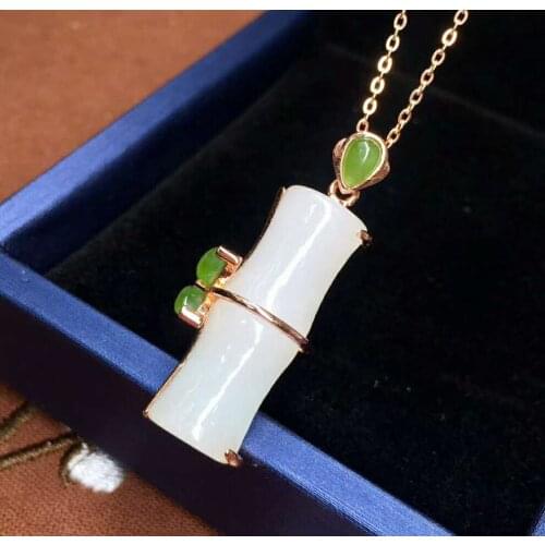 Hetian Baiyu Silver Inlay Pendant Qinghai Zhuzhu Pingan Series h30
