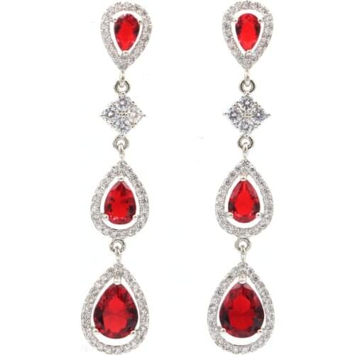 40x26mm Anniversary Silver Earrings For Sister Created Fire Rainbow Mystic Topaz Bright Zircon Fine Jewelry Wholesale