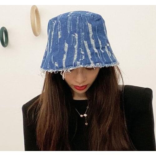 Hole Flat Top Spring Summer FishermanS Hat Korean Version Personality Girl Hip Hop Solid Color Basin Cap Women Hat