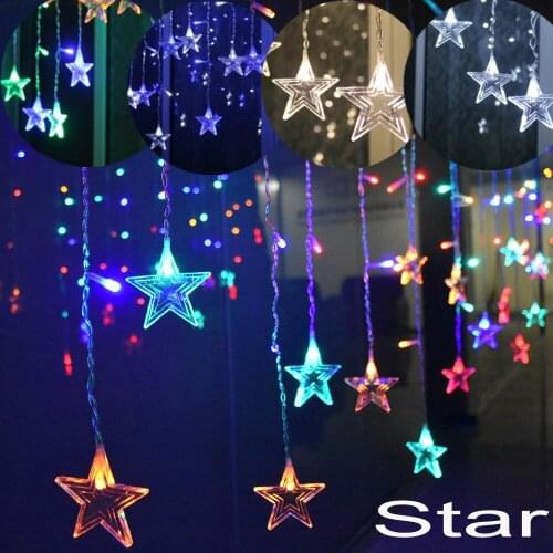 5M Star Christmas Lights Droop 0.4-0.6m Curtain icicle Fairy String Light Garden Mall Eaves Garland Wedding Decorative Lights