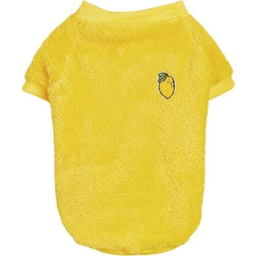 Warm Soft Flannel Pet Clothes Dog Sweater For Small Medium Large Dog Cat Winter Dog Pullover Cute Lemon Pattern Coat Jacket