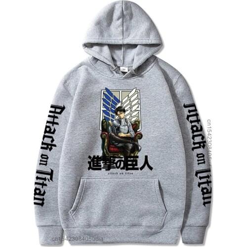 Anime Graphic Hoodies Men Kawaii Attack On Titan Printed Long Sleeve Print Aesthetic Harajuku Sweatshirt Unisex Male